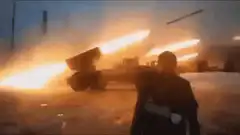Soldier watching rocket launch