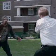 Man hits zombie with cricket bat