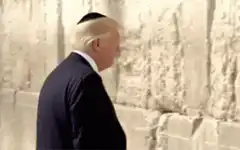 Donald Trump touching the Western Wall
