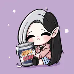 Chibi girl hugging a can of glue