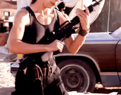 Sarah Connor smoking a cigarette