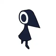 Dark figure with O head walking