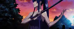 Yami swinging a staff