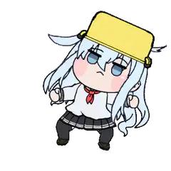 chibi girl with yellow hat dancing
