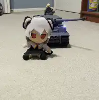 Tank plushie runs over plushie