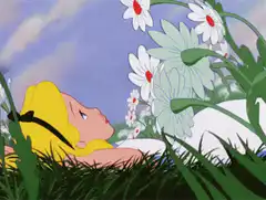 Alice sleeping in the flowers