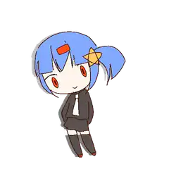Chibi blue hair girl standing