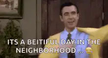 Mr. Rogers changing sweaters meme