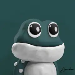 Cute claymation frog with big eyes