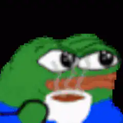 Pepe drinking coffee