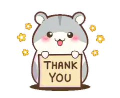 cute hamster holding thank you sign