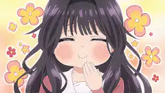 Anime girl blushing with flowers
