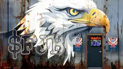 Eagle graffiti with MAGA Crypto FJB