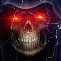Glowing Red Eye Skull with Lightning