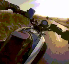 Motorcycle ride on desert road