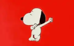 Snoopy dabbing on red background