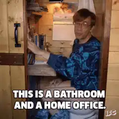 This is a bathroom and a home office
