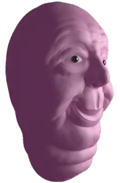 Purple wrinkled face with one eye