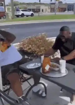 Man gets hit by car and falls off chair