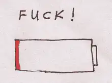 Battery empty with fuck text