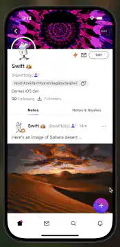 Swift posting a bird image