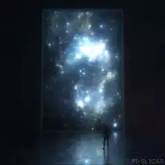 Silhouette looking at galaxy portal