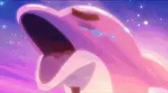pink character yawning in space