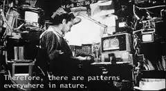 Man in lab with text about patterns in nature