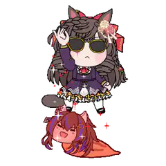 Chibi girl with sunglasses and cat ears