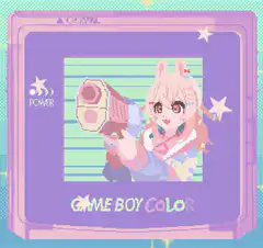 Anime girl shooting gun on Game Boy Color