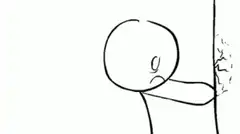 stick figure slapping wall