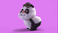 3D panda dancing with gold chain