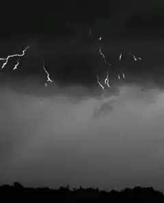 Black and white lightning storm