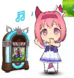 Chibi Miku dancing with a jukebox