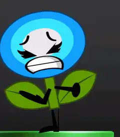 Blue flower character screaming