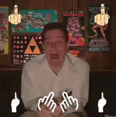 Man with animated middle fingers