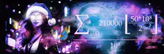 Woman in Santa Hat with Math Equations