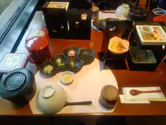 Japanese breakfast set on wooden table