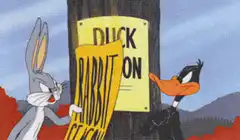 Bugs Bunny peels Duck Season to reveal Rabbit Season