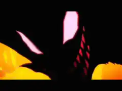 Dragon silhouette against fiery background