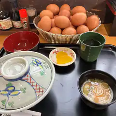 Japanese breakfast with raw eggs