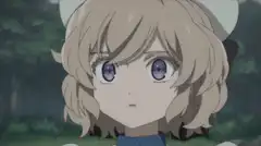 Chibi girl eyes narrow in anime