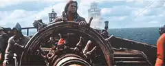 Jack Sparrow steering the ship