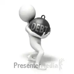 3d man carrying debt ball