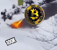 Bitcoin coin melting in snow