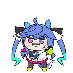 Chibi blue-haired character with cat ears
