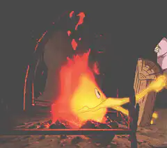 Calcifer eats wood