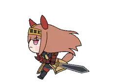 Chibi warrior girl running with sword