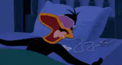 Daffy Duck sleeping with a runny nose