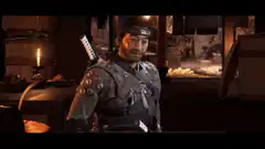 Samurai gives thumbs up